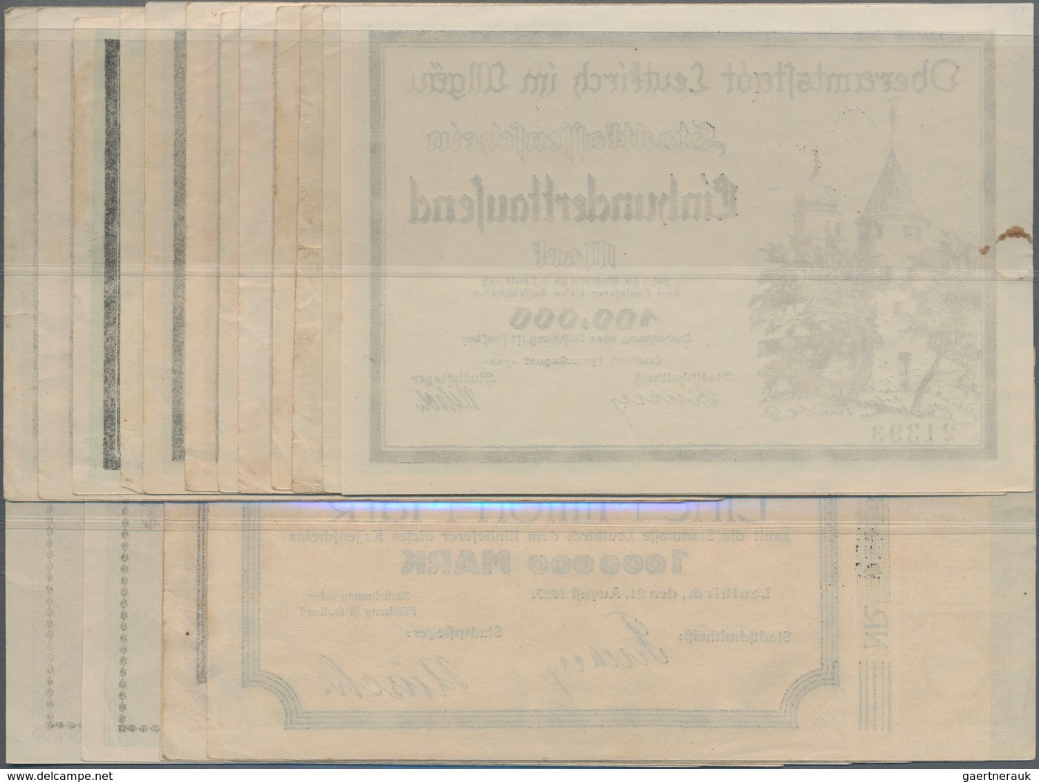 Deutschland - Notgeld - Württemberg: Leutkirch, Oberamtsstadt, 100, 500 Tsd., 1, 5, 10, 50, 100, 500 - [11] Local Banknote Issues