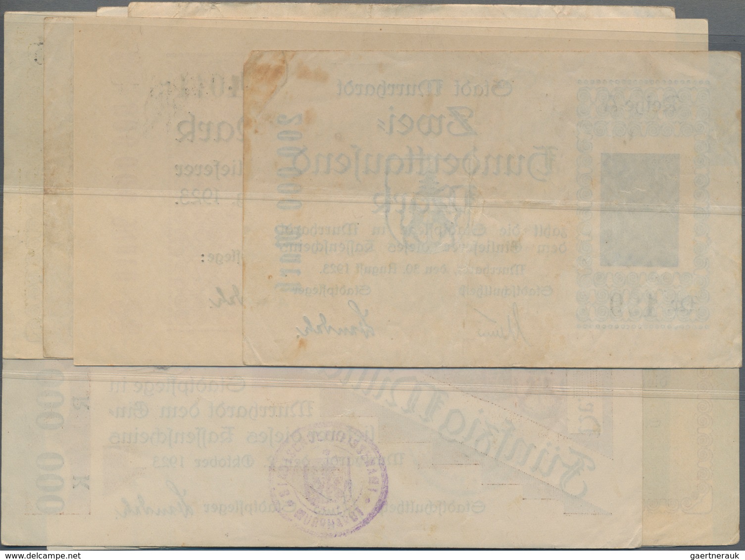 Deutschland - Notgeld - Württemberg: Murrhardt, Stadt, 200, 500 Tsd., 1, 2, 5 Mio. Mark, 30.8.1923; - [11] Local Banknote Issues
