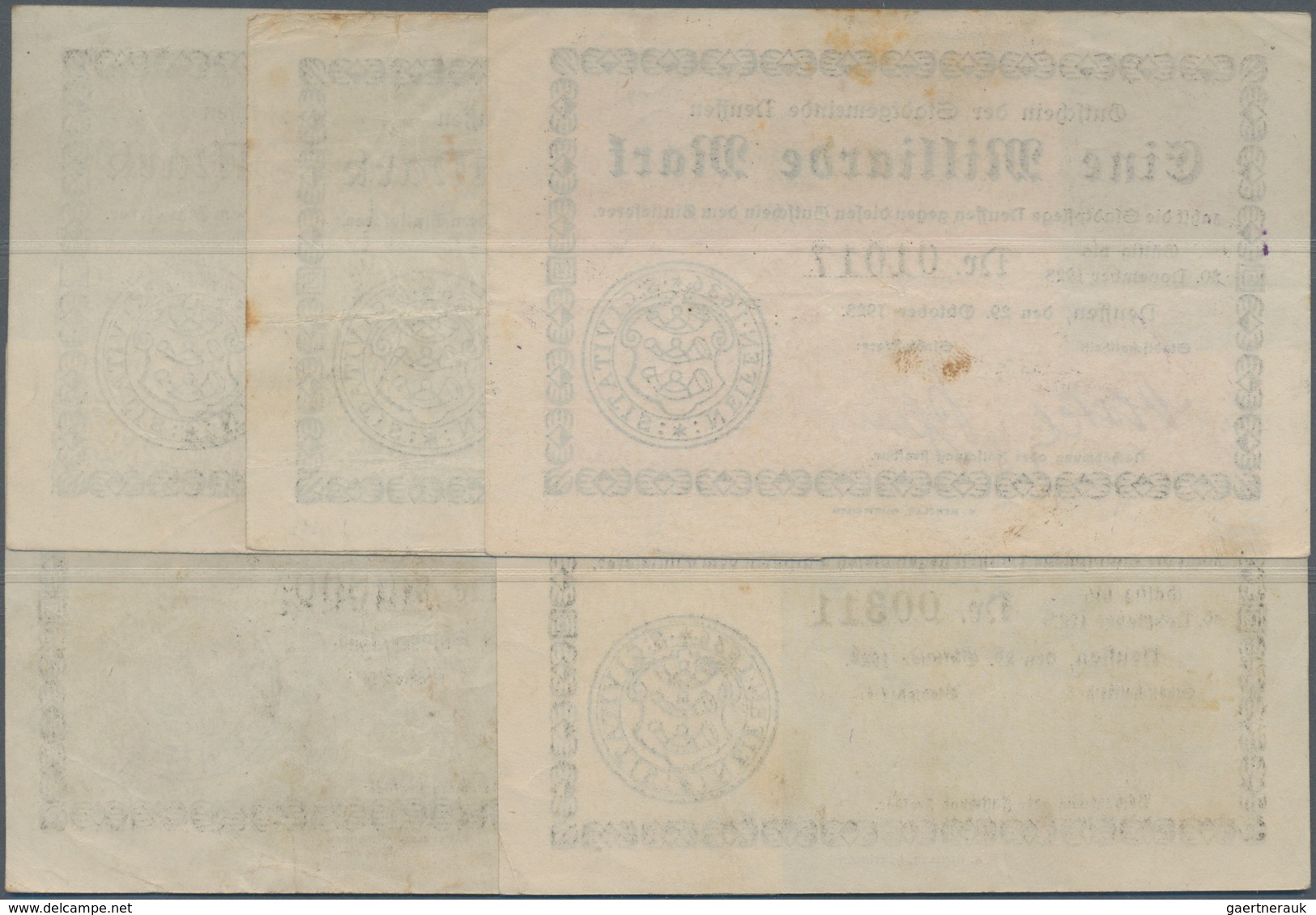 Deutschland - Notgeld - Württemberg: Neuffen, Stadtgemeinde, 1, 5, 10, 20, 50 Mrd. Mark, 29.10.1923, - [11] Local Banknote Issues