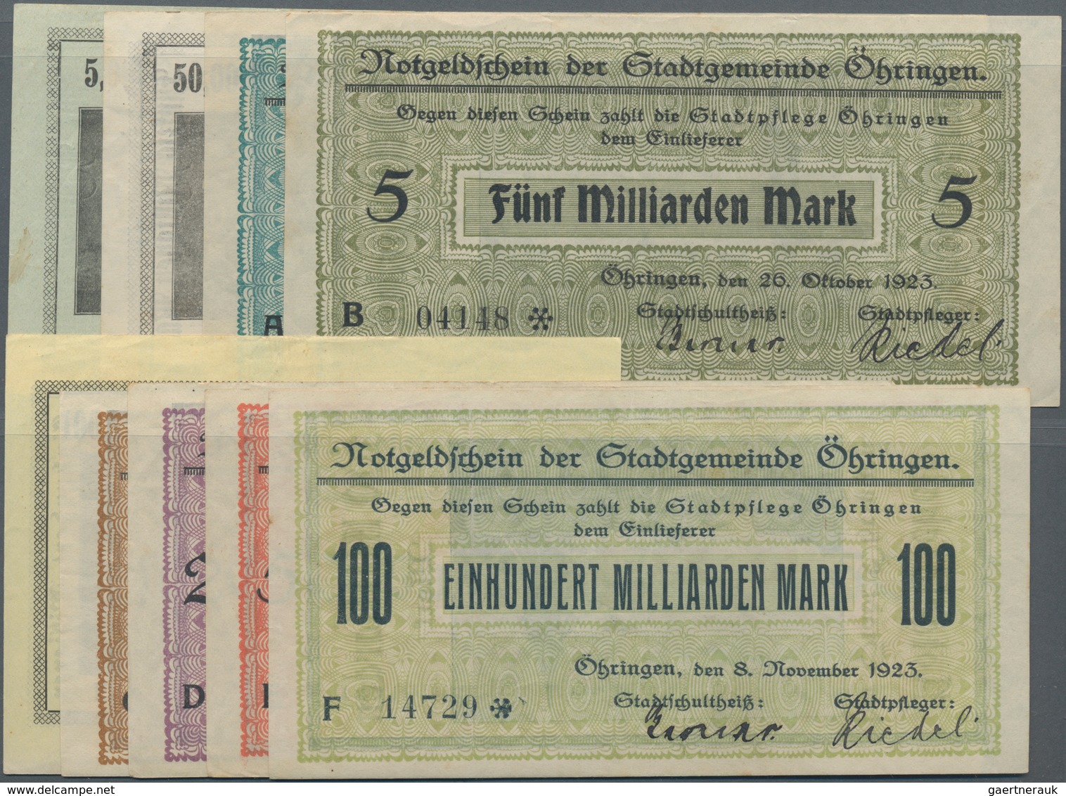 Deutschland - Notgeld - Württemberg: Öhringen, Stadt, 5, 50 Mio. Mark, 24.9.1923; 100 Mio. Mark, 5.1 - Lokale Ausgaben