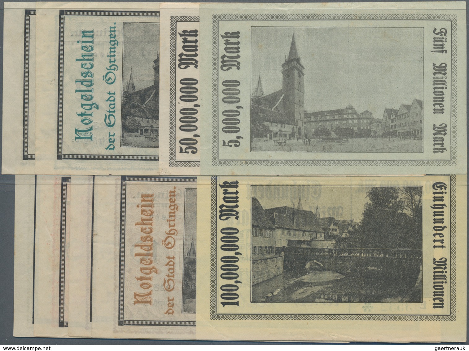 Deutschland - Notgeld - Württemberg: Öhringen, Stadt, 5, 50 Mio. Mark, 24.9.1923; 100 Mio. Mark, 5.1 - [11] Local Banknote Issues