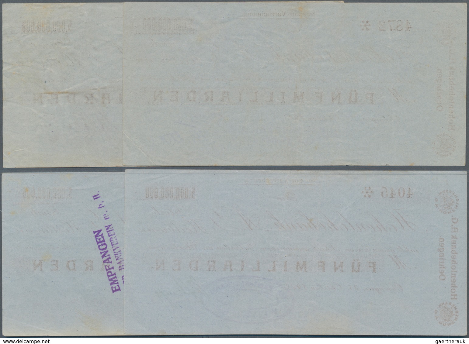 Deutschland - Notgeld - Württemberg: Öhringen, Kundenschecks Der Hohenlohebank A.G. Filiale Heilbron - [11] Local Banknote Issues