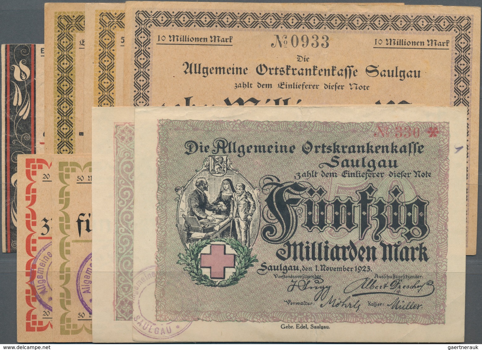Deutschland - Notgeld - Württemberg: Saulgau, Allgemeine Ortskrankenkasse, 1 Mio. Mark, 1.9.1923; 1, - [11] Local Banknote Issues