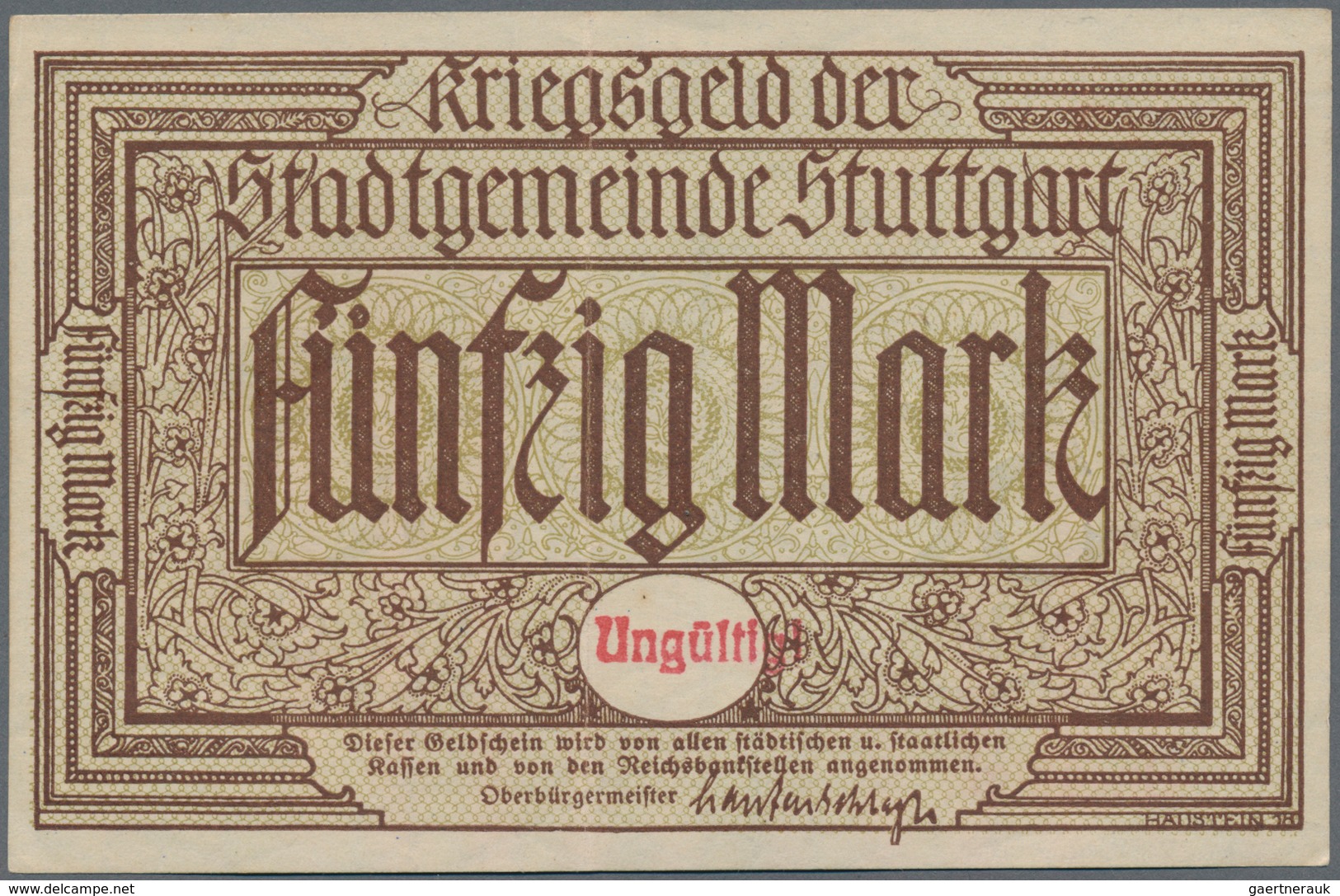 Deutschland - Notgeld - Württemberg: Stuttgart, Stadt, 5 Mark, KN 6-stellig, 20 Mark, KN 6-stellig, - [11] Local Banknote Issues