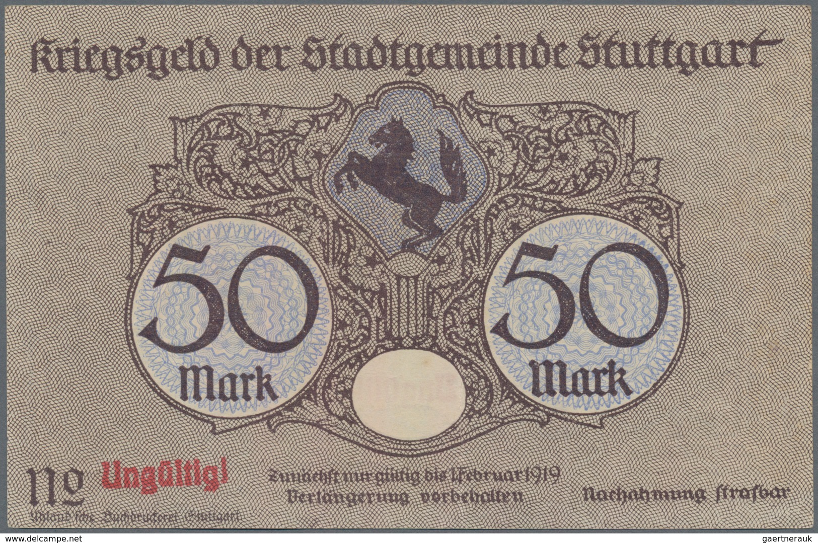 Deutschland - Notgeld - Württemberg: Stuttgart, Stadt, 5 Mark, KN 6-stellig, 20 Mark, KN 6-stellig, - Lokale Ausgaben