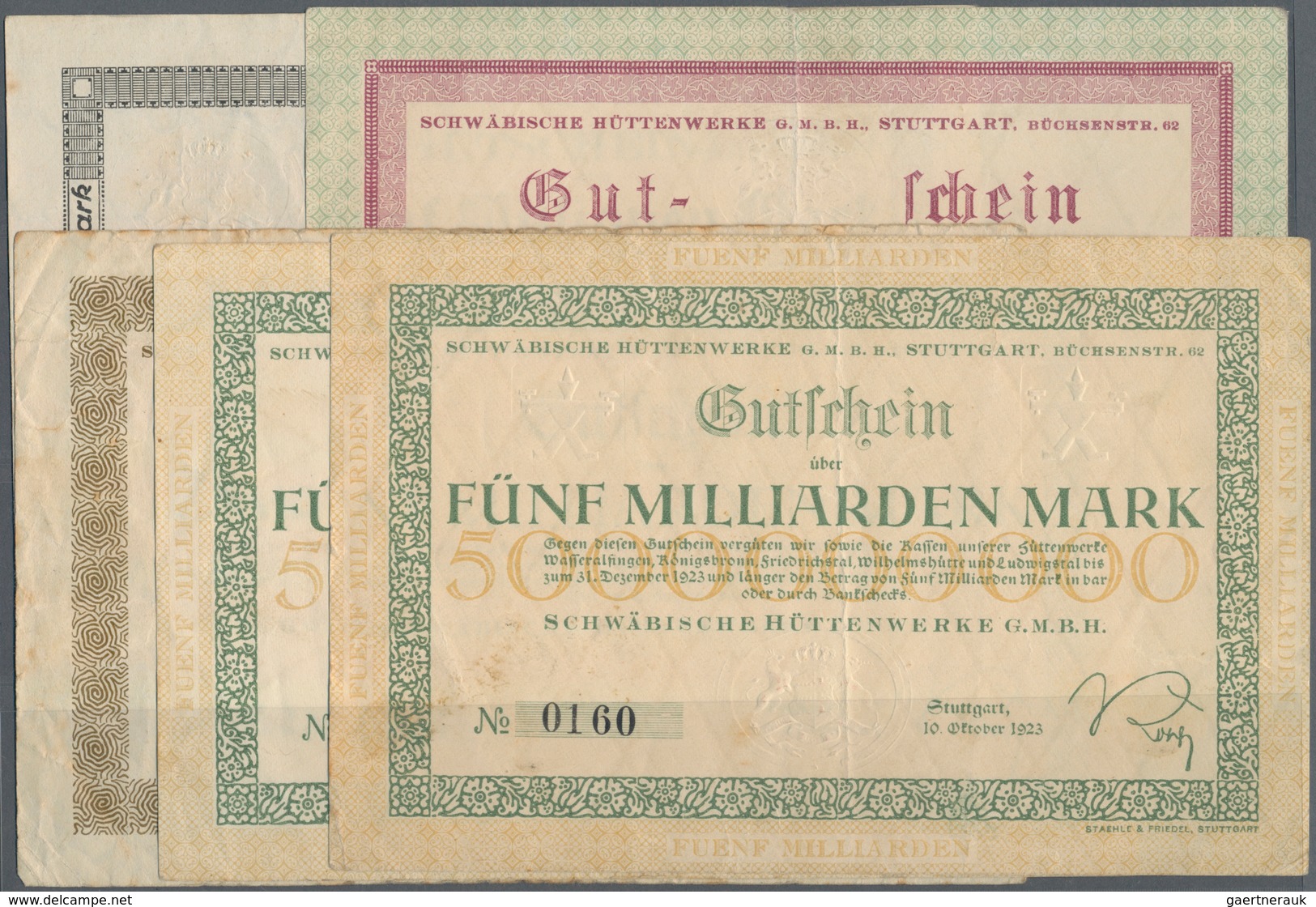 Deutschland - Notgeld - Württemberg: Stuttgart, Schwäb. Hüttenwerke GmbH, 5 Mio. Mark, 1.9.1923, 1, - [11] Local Banknote Issues