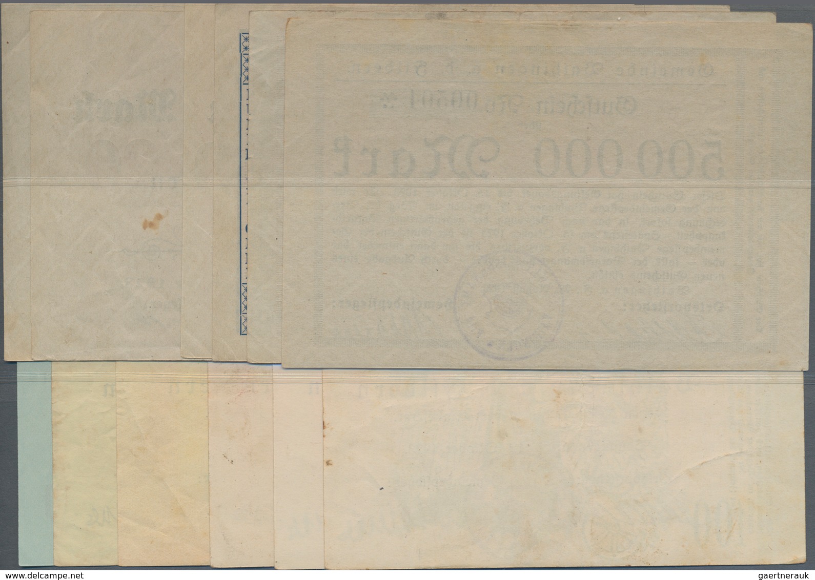 Deutschland - Notgeld - Württemberg: Vaihingen / Fildern, 500 Tsd., 1 Mio. Mark, 23.8.1923; 5 Mio. M - Lokale Ausgaben
