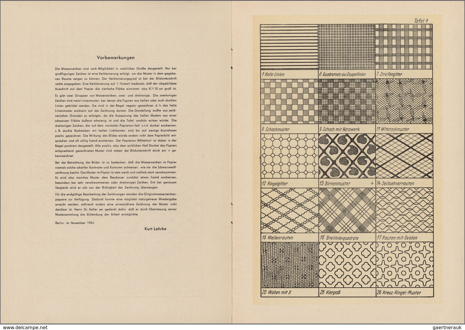 Literatur: Kurt Lehrke – Deutsche Wertpapierwasserzeichen, Berlin 1954, 13 Seiten Ca. DIN A4 Groß Mi - Livres & Logiciels