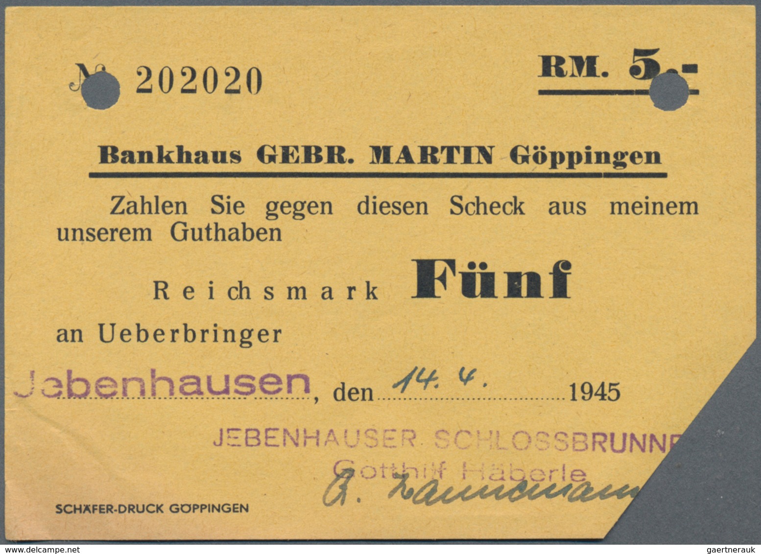 Deutschland - Alliierte Miltärbehörde + Ausgaben 1945-1948: Göppingen, Bankhaus Gebr. Martin, 1, 2, - Other & Unclassified