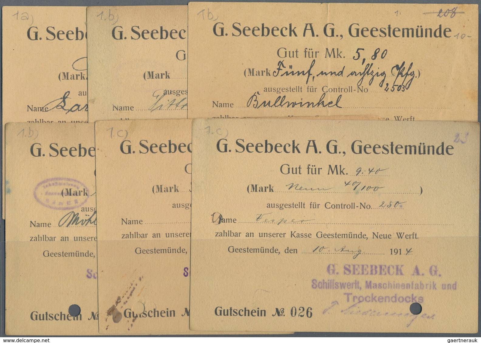 Deutschland - Notgeld - Bremen: 1914, Lot Verschiedener Ausgabestellen, Mit Blumenthal, Bremer Woll- - [11] Emissions Locales