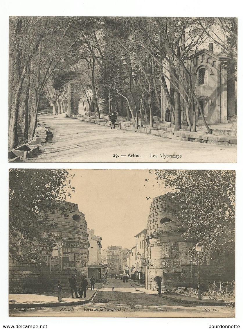 ARLES LOT De 2 Cpa LES ALYSCAMPS Et  PORTE DE LA CAVALERIE Animée - Arles