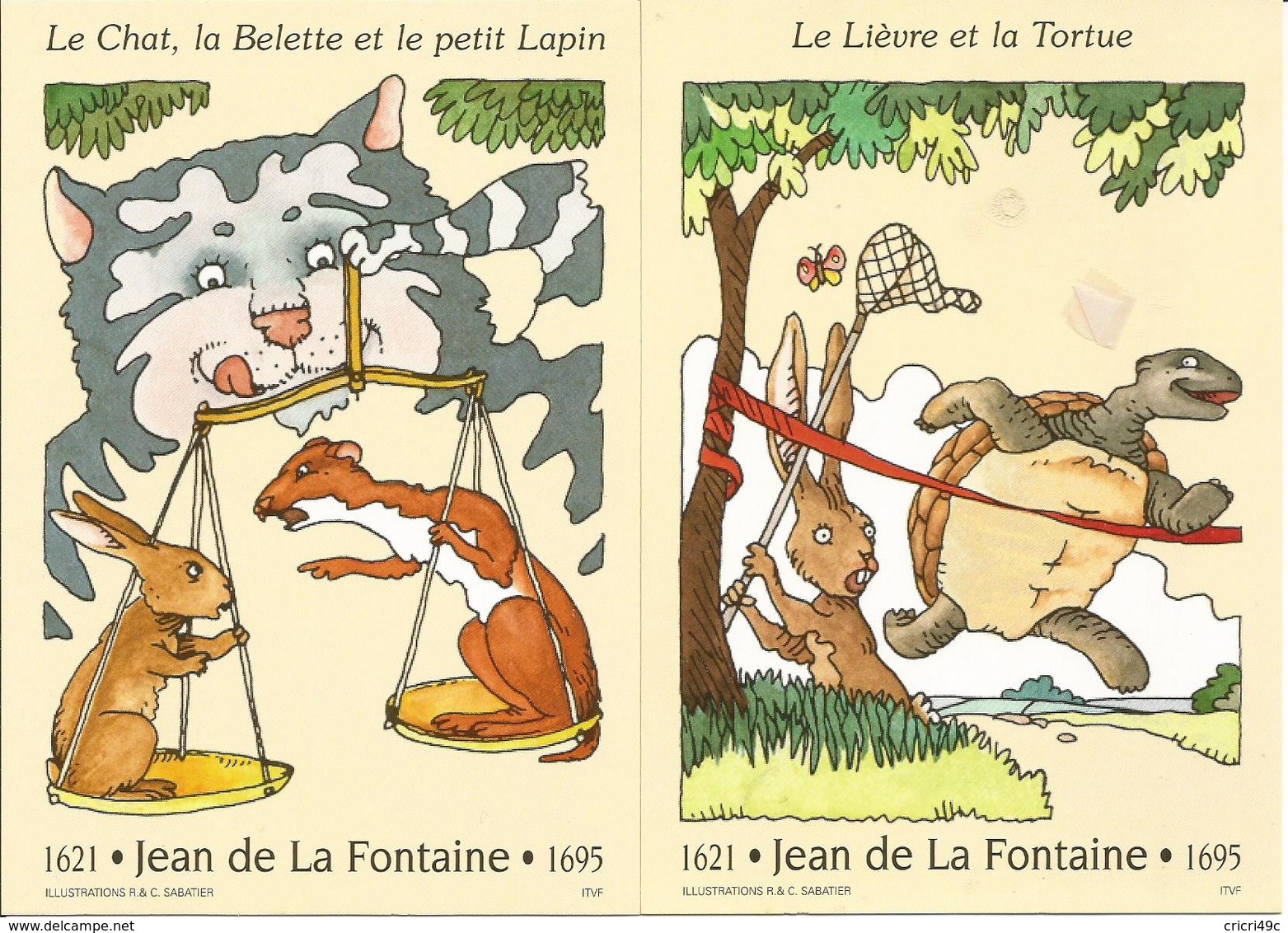 1 Lot De 6 CP Les Fables De La Fontaine 1995 Y&T N° 2958 à 2963 Neufs ( Sous Blister D'origne) - Collezioni & Lotti: PAP & Biglietti