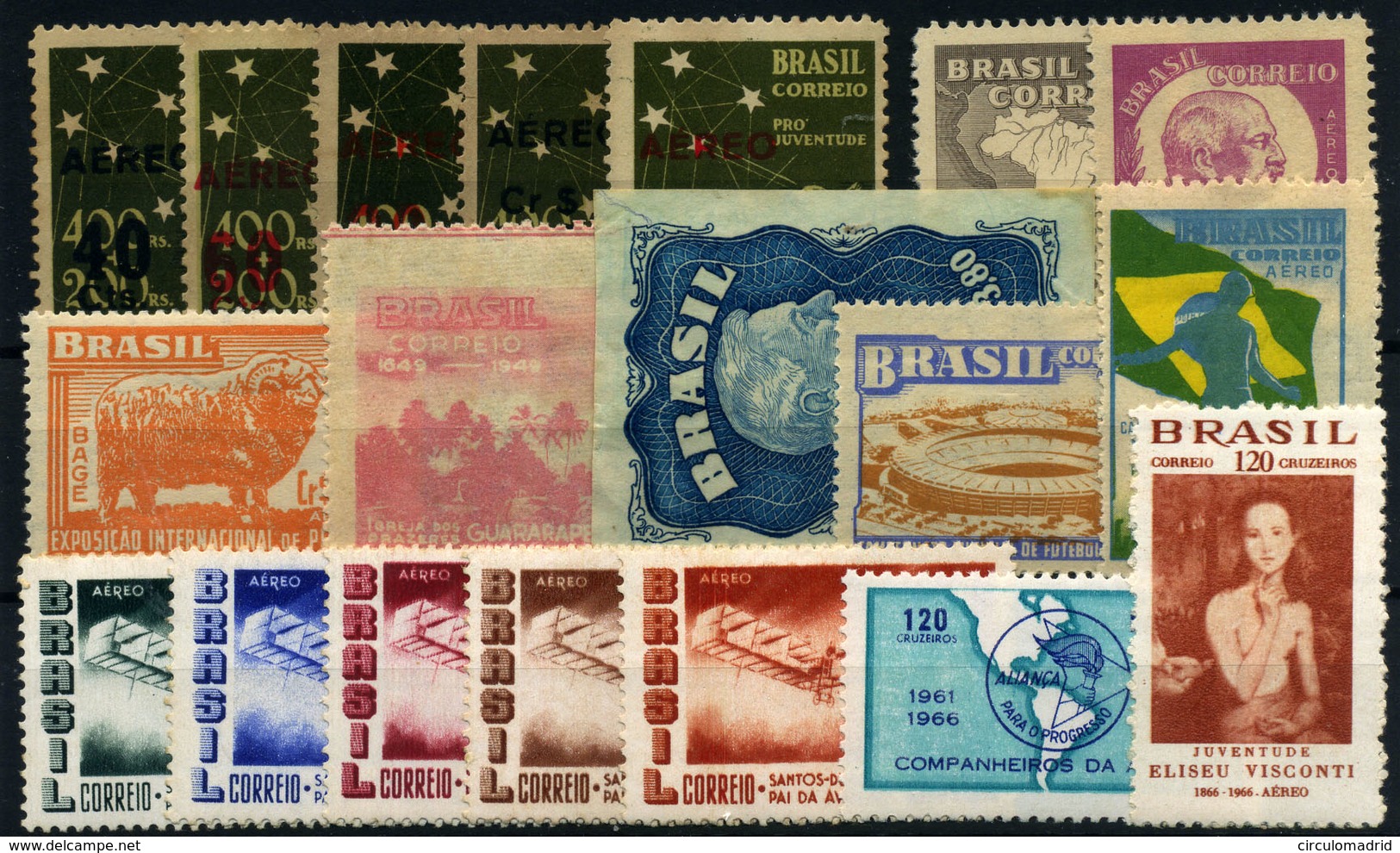 Brasil (Aéreos) Nº 41/5, 48/9, 61/2, 64/5, 69/73, 96, 100. Año 1944/66. - Luchtpost