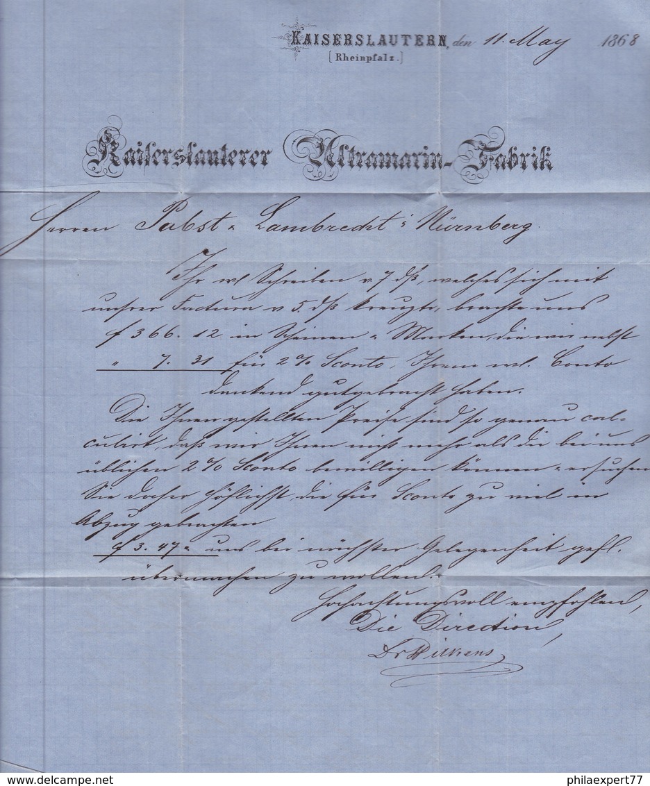 Bayern - 1868 - Brief Mit Inhalt - Michel Nr. 15 - Offener Mühlrandstempel 282 + Halbkreisstempel  - Nach Nürnberg - Autres & Non Classés