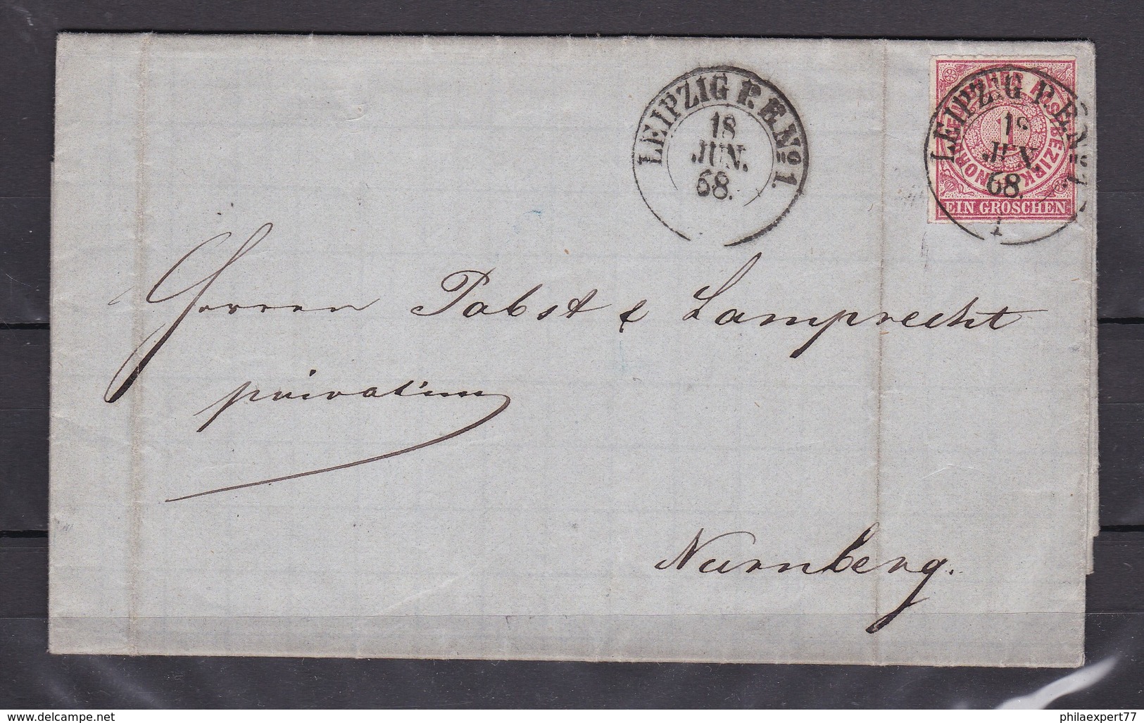 Norddeutscher Postbezirk - 1868 - Brief Mit Inhalt - Michel Nr. 4 - Zweikreisstempel LEIPZIG  - Nach Nürnberg - Autres & Non Classés