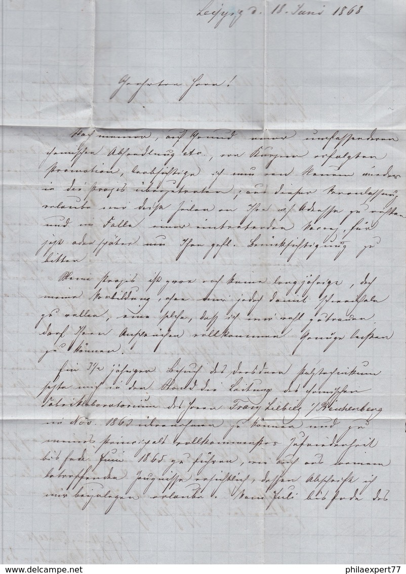 Norddeutscher Postbezirk - 1868 - Brief Mit Inhalt - Michel Nr. 4 - Zweikreisstempel LEIPZIG  - Nach Nürnberg - Autres & Non Classés