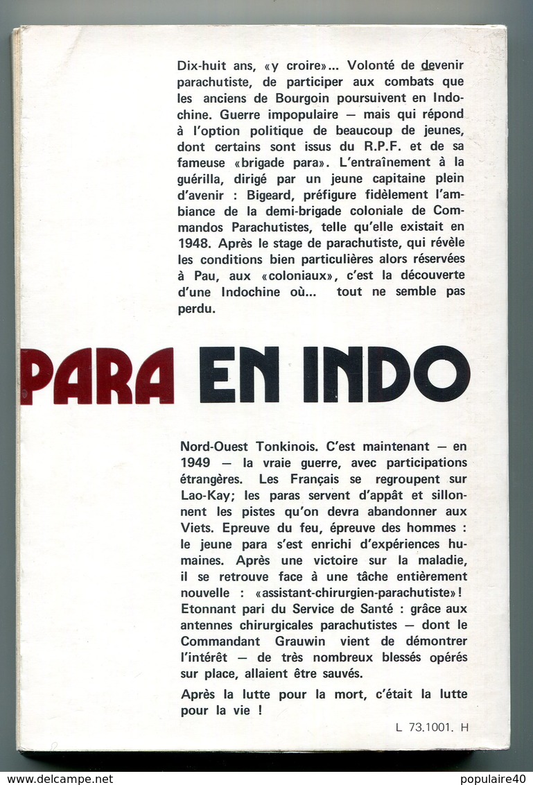 Livre Para En Indo Christian Ladouet Pensée Moderne Paras 3e Commandos Pararchutistes Guerre D'Indochine 1972 - Français