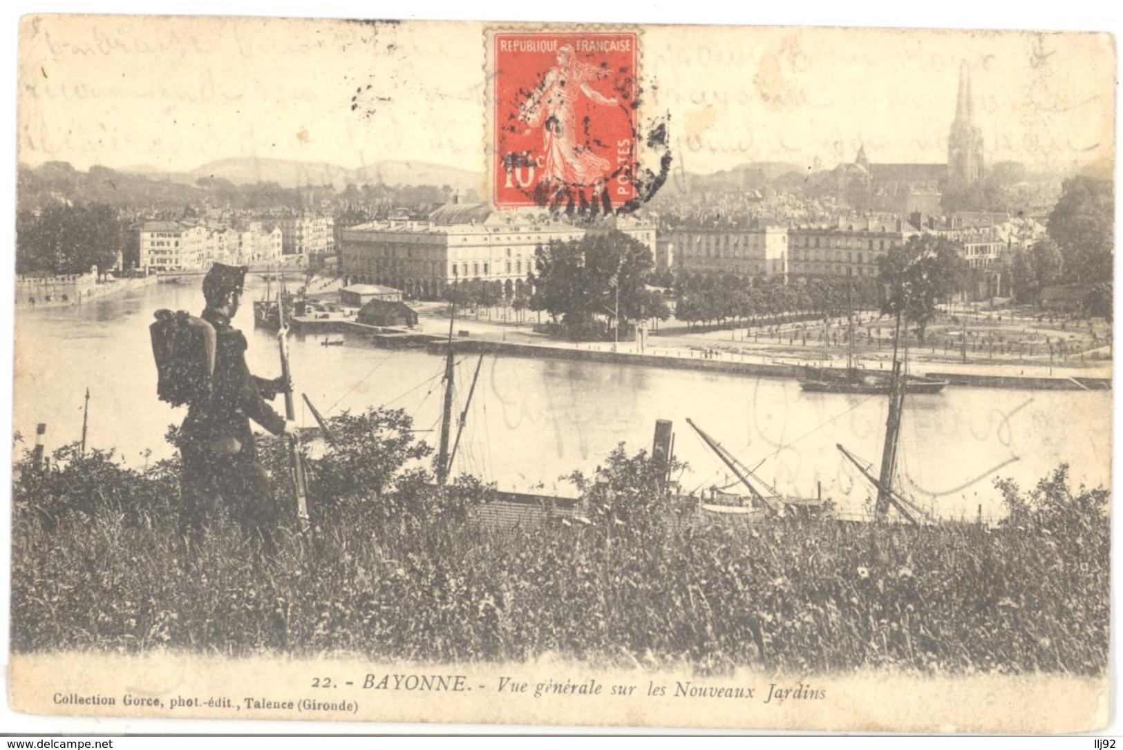 CPA 64 - 22. BAYONNE - Vue Générale Sur Les Nouveaux Jardins - Animée (fantassin De Dos) - Bayonne