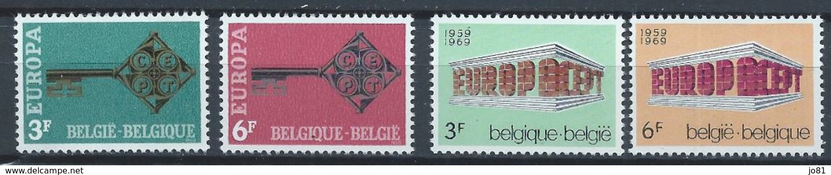 Belgique YT 1452-1453 + 1489-1490 XX / MNH Europa 1968-1969 - Nuevos