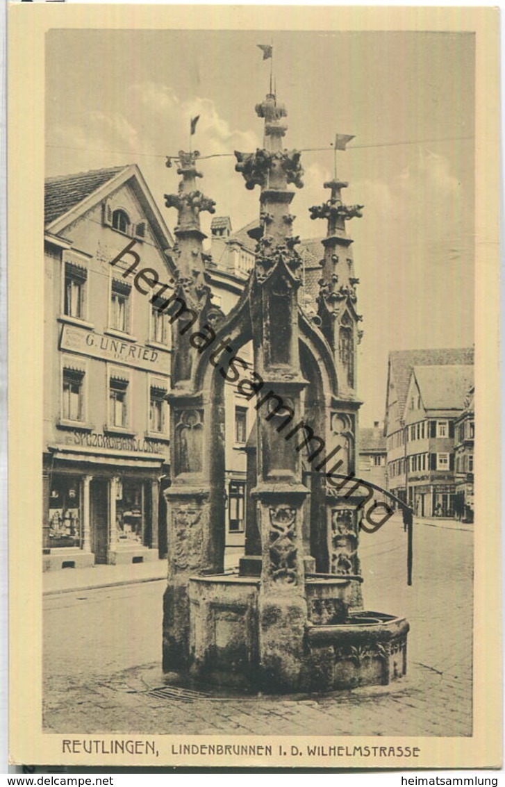 Reutlingen - Lindenbrunnen In Der Wilhelmstrasse - Verlag Gebr. Metz Tübingen 20er Jahre - Reutlingen
