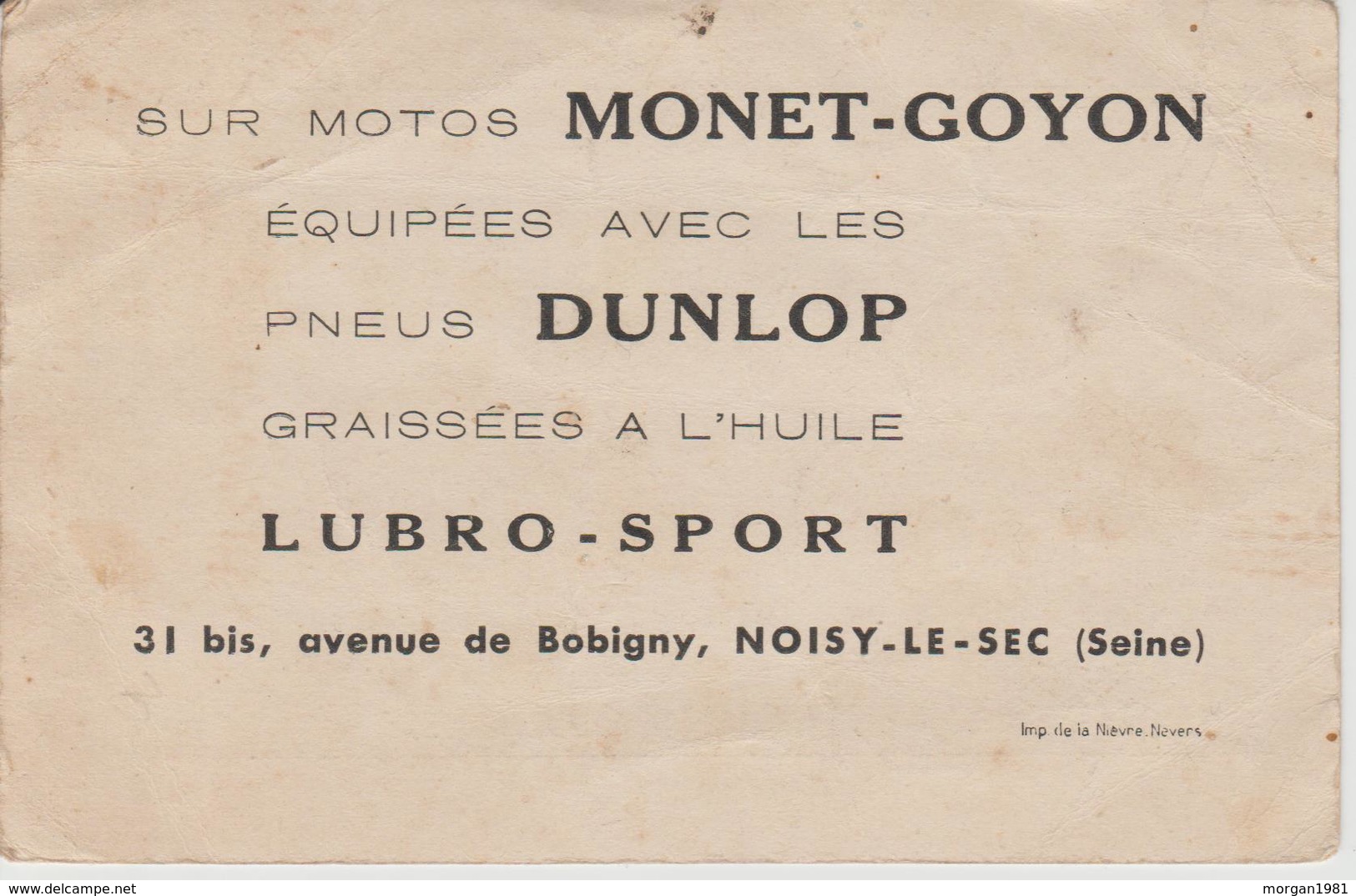 CPA    MOTO.  LE GLOBE INFERNAL MOTO MONET-GUYON  PNEUS DUNLOP  NOISY LE SEC - Moto Sport