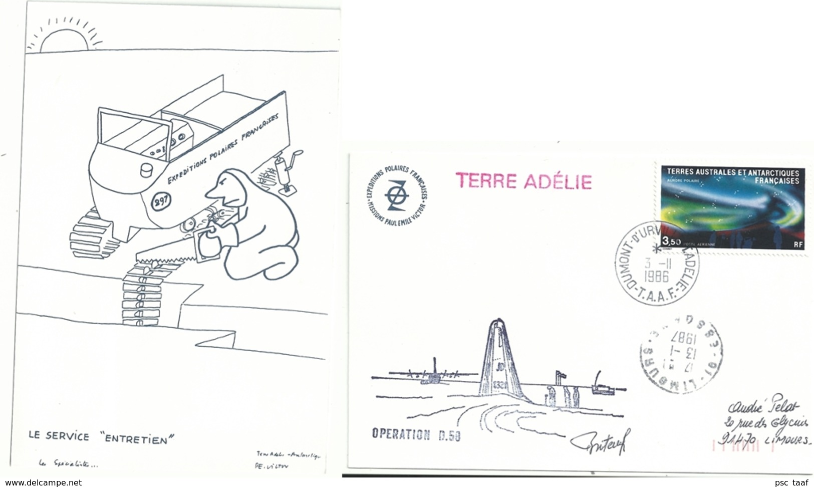 YT PA 81 - Aurore Polaire - Opération D59 - Dumont D'Urville - Terre Adélie - 03/11/1986 - Storia Postale