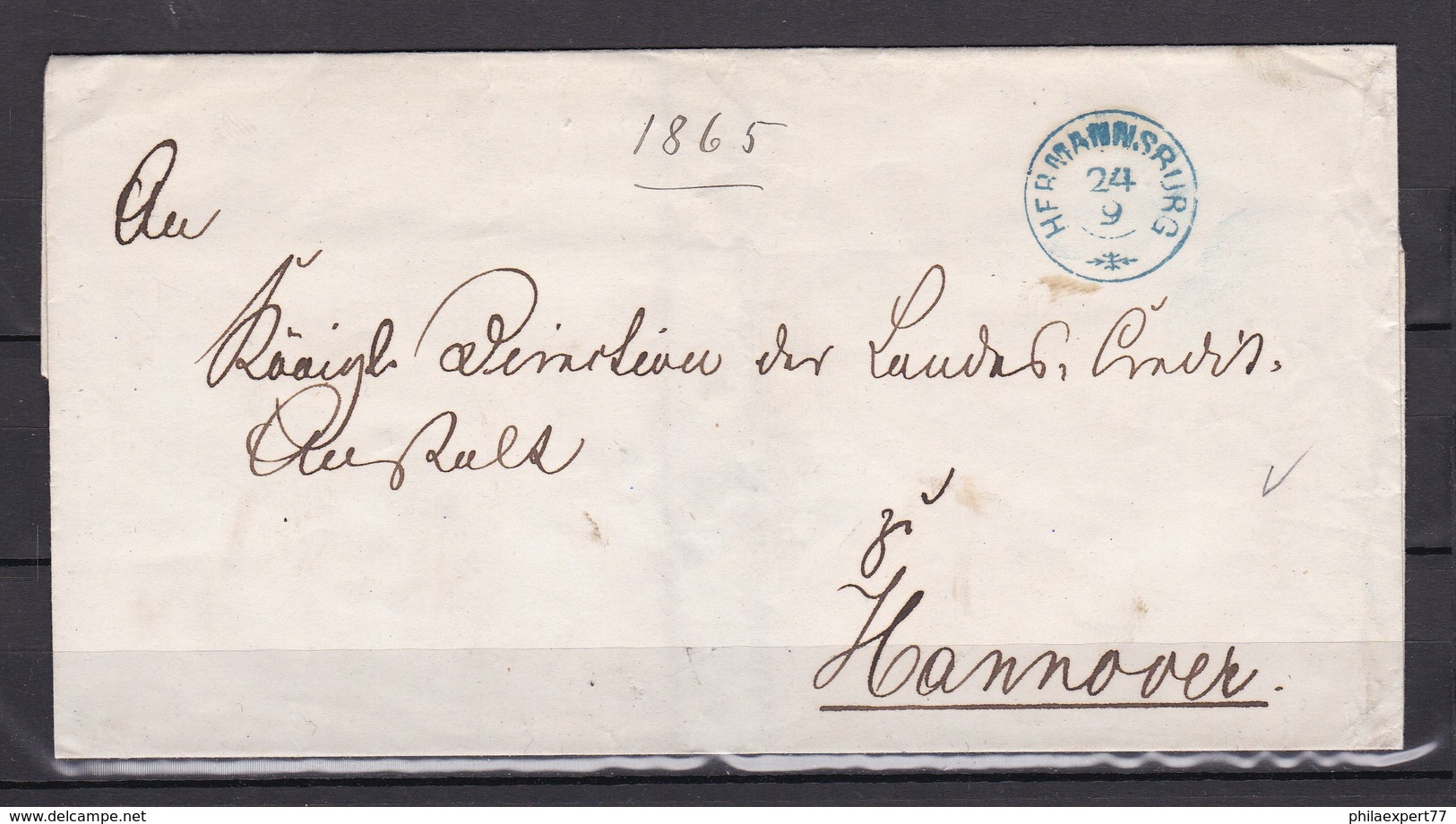 Hannover - Vorph. Brief Ohne Inhalt - Blauer Zweikreisstempel  HERMANNSBURG - Nach Hannover - Prephilately