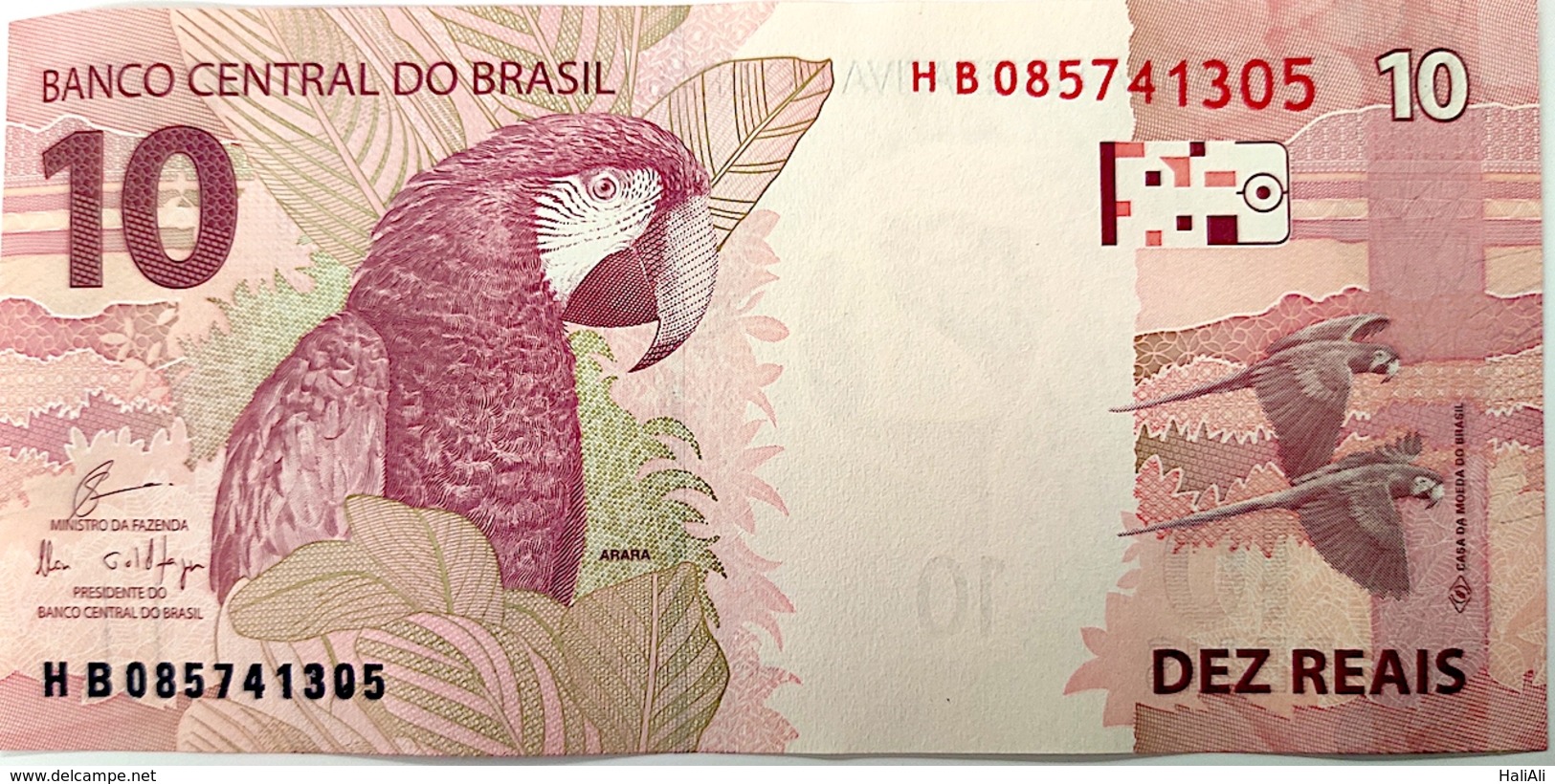 Brazil Banknote Cédula Flor De Estampa R$ 10 Reais Segunda Família HB.085.741.305 Guardia E Goldfajn UNC Bird - Brazil