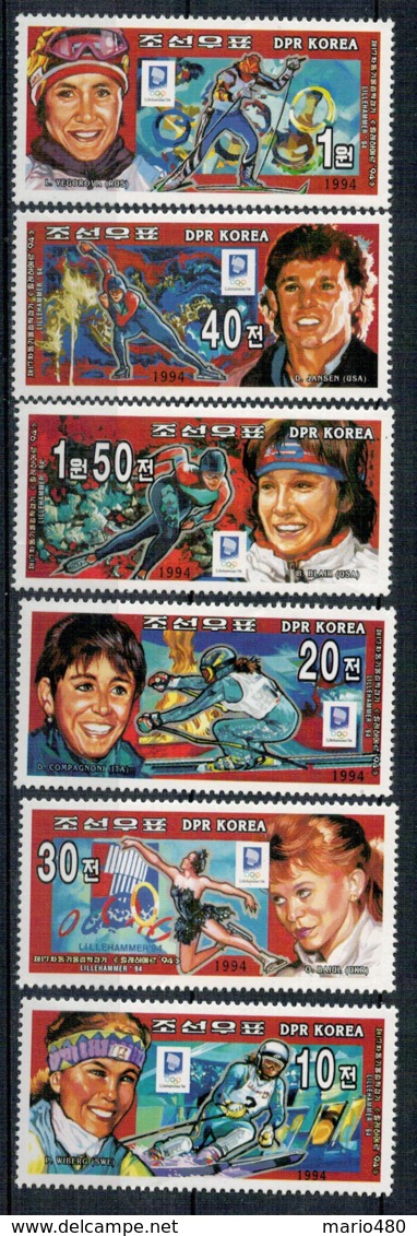 KOREA  NORTH    WINTER  OLYMPIC GAMES  LILLEHAMMER  NORWAY   SET  OF   6   STAMPS    MNH** - Corea Del Nord