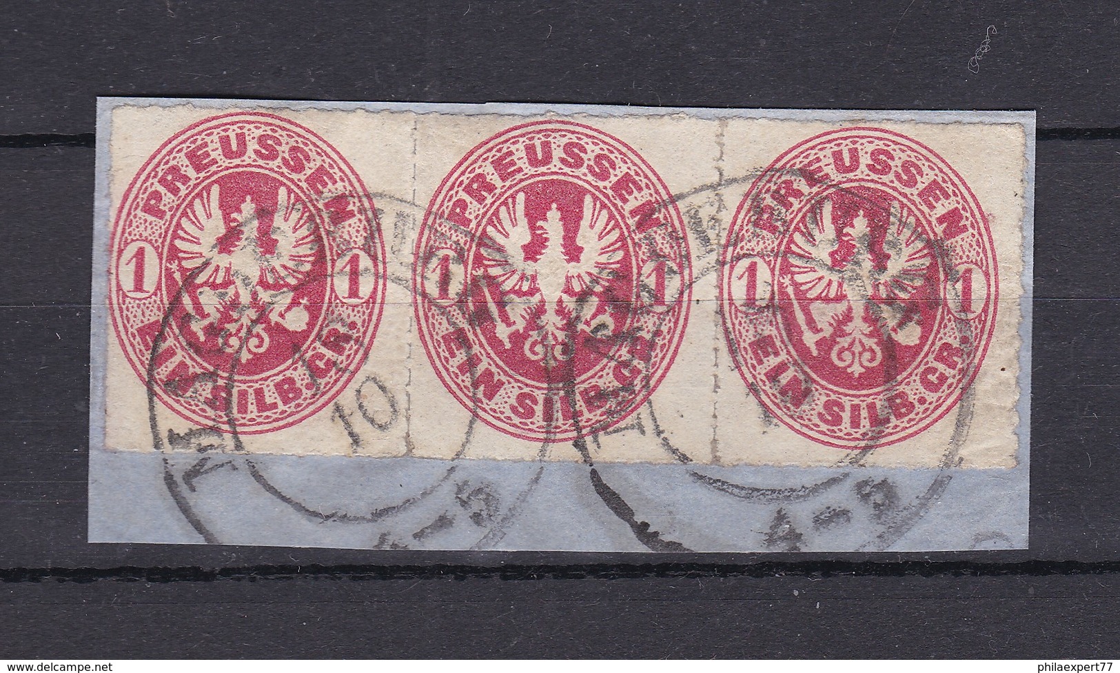 Preussen - 1861 - Michel Nr. 16 - Dreierstreifen - Briefst. - Gest. - Other & Unclassified