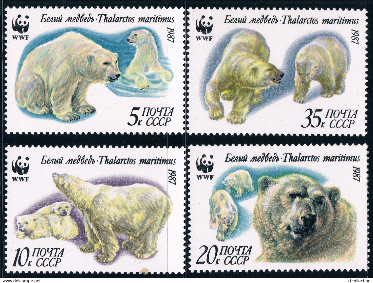 USSR Russia 1987 WWF W.W.F. Polar Bears White Bear Wild Animals Fauna Animal Organization Stamps MNH Michel 5694-5697 - Unused Stamps