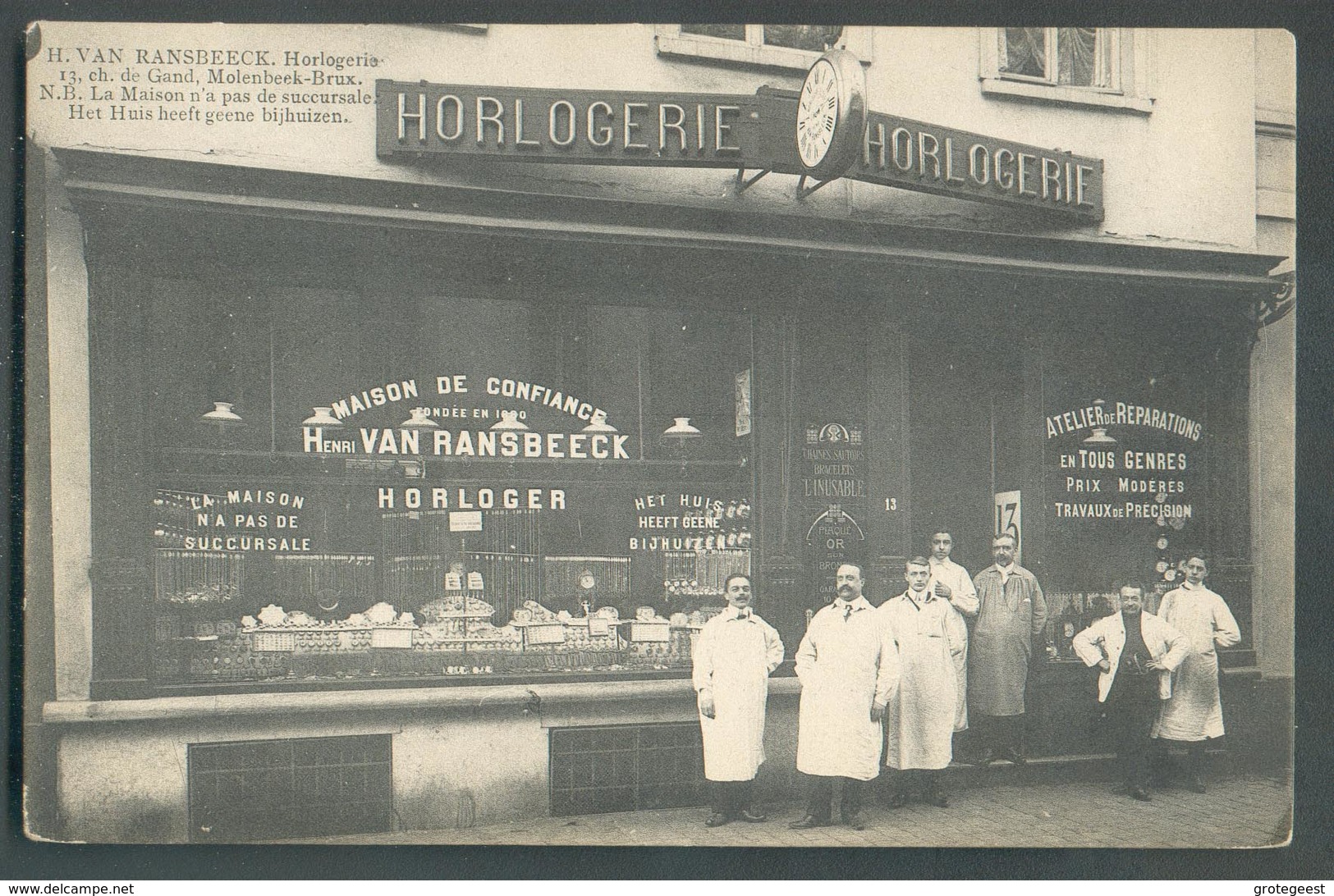 MOLENBEEK - Chée De Gand HORLOGERIE VAN RANSBEEK (carte RR) - 15007 - St-Jans-Molenbeek - Molenbeek-St-Jean