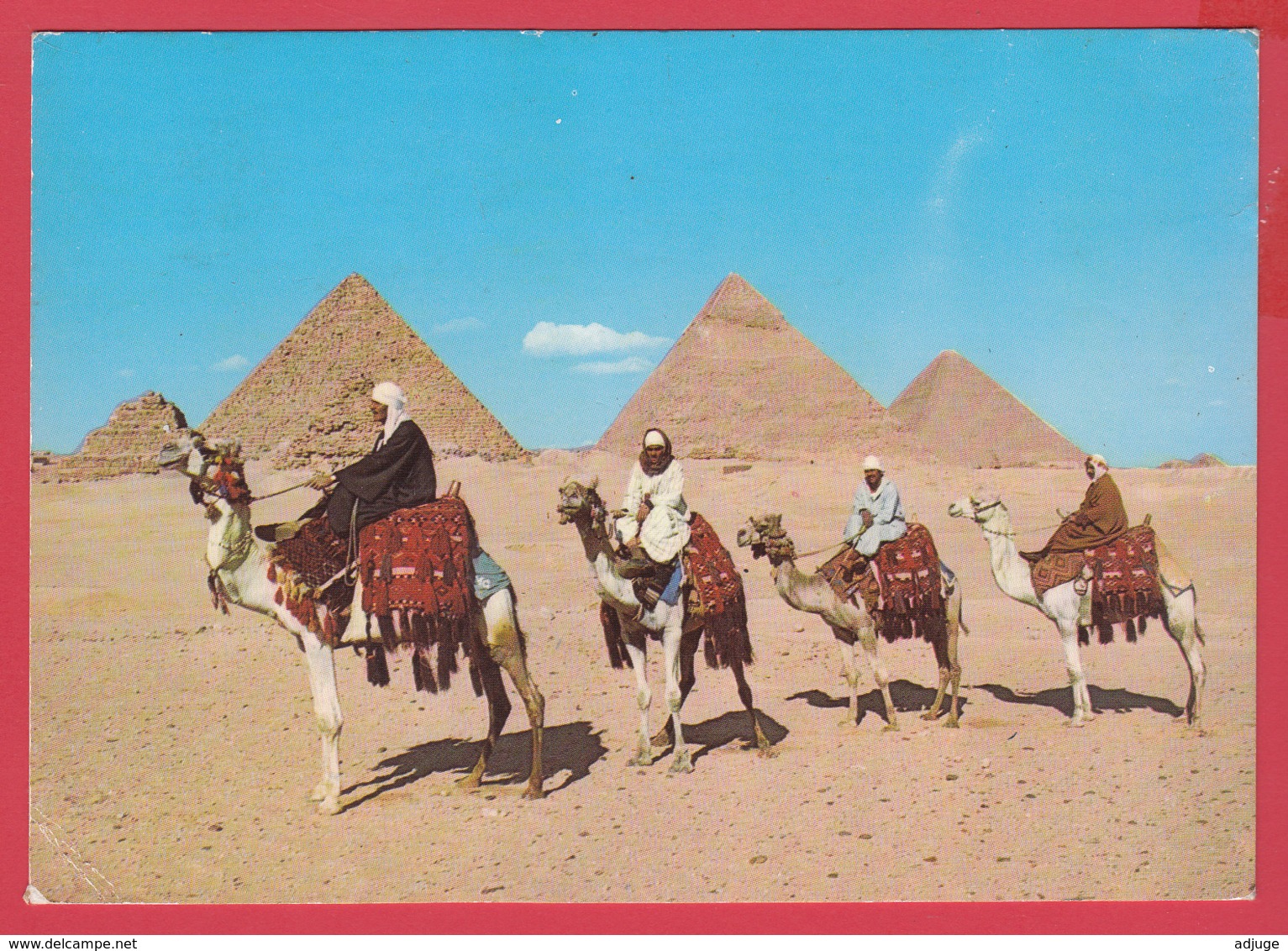 CP- EGYPTE - GIZA - Gizeh -Chameliers Près Des Pyramides - Animation *SUP** 2 SCANS - Asuán