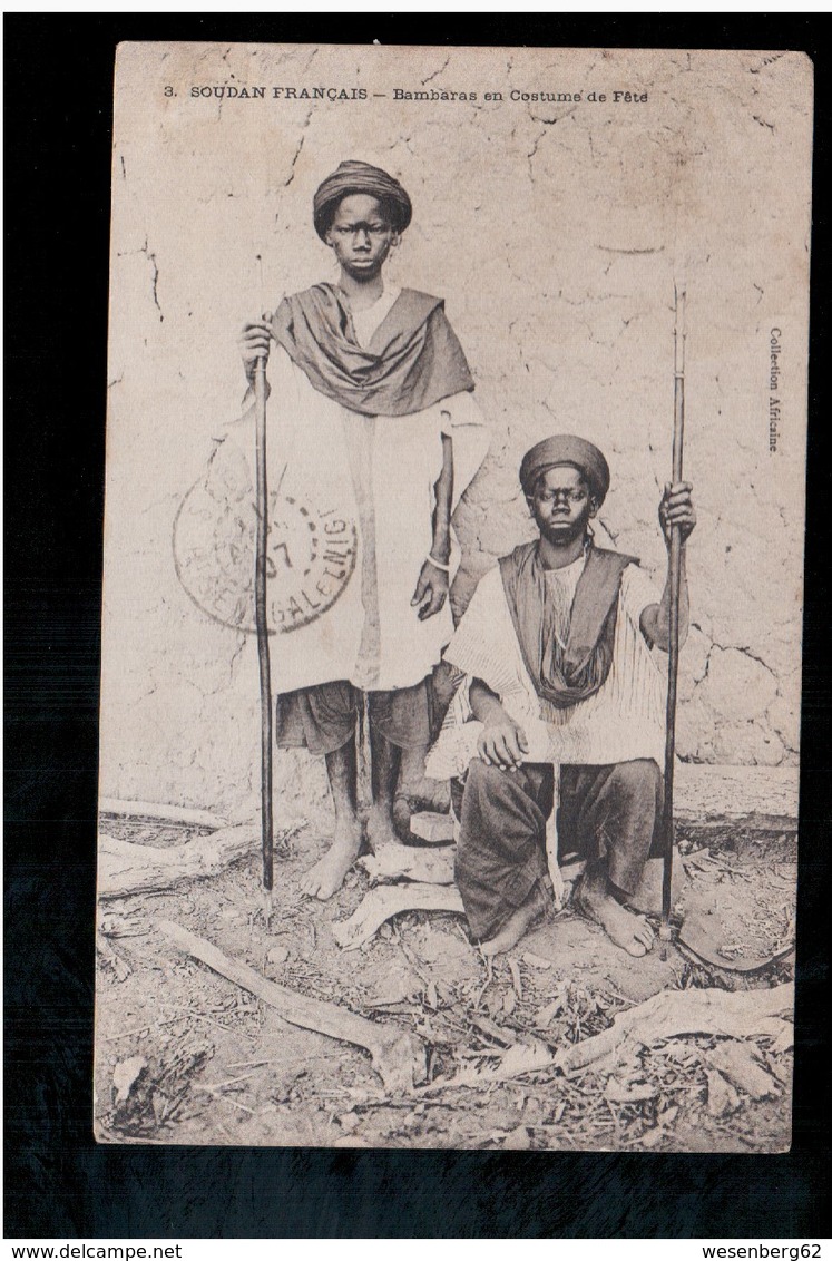 SOUDAN  Bambaras En Costume De Fete 1907 Old Postcard - Sudan
