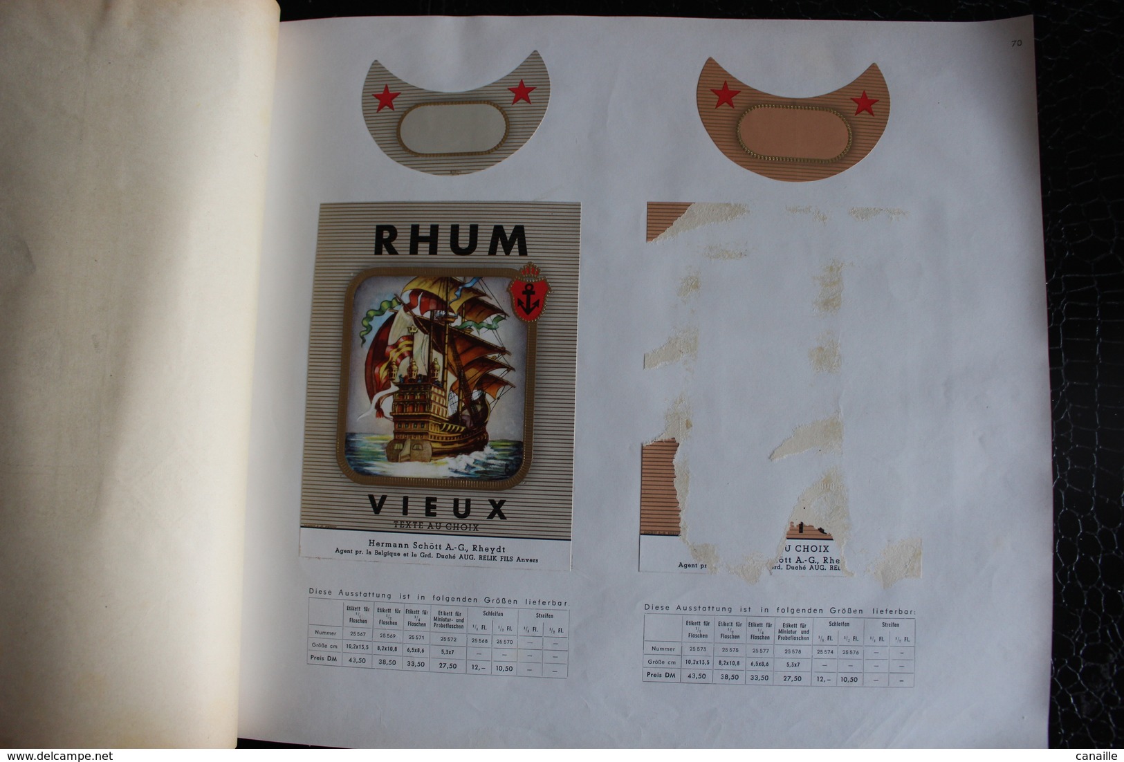 Nouveau Cataloque 1958, d'étiquettes de Luxe - Neuw Kataloog . Liqueurs cognacs Rhum - Likeuren Genever