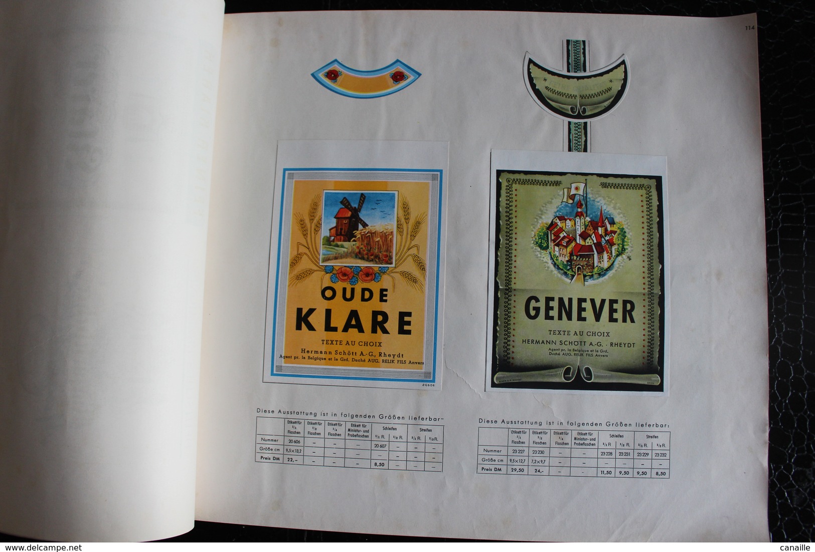 Nouveau Cataloque 1958, d'étiquettes de Luxe - Neuw Kataloog . Liqueurs cognacs Rhum - Likeuren Genever