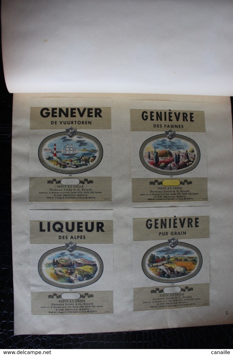 Nouveau Cataloque 1958, d'étiquettes de Luxe - Neuw Kataloog . Liqueurs cognacs Rhum - Likeuren Genever