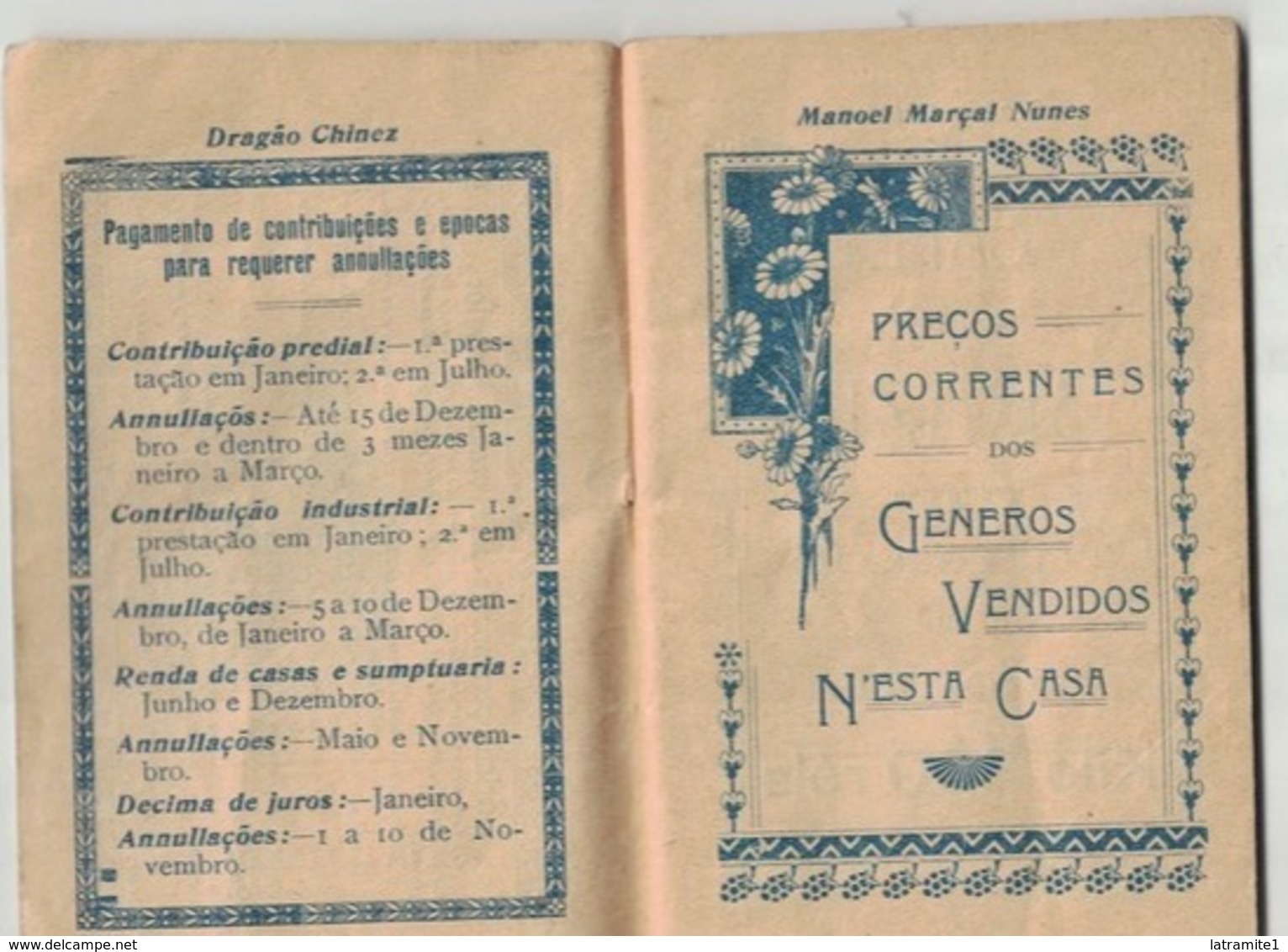 CALENDARIETTO PORTOGHESE 1907   Dragao Chinez Magazzino Di  Tè E Caffè Rua Pedro De Alcantara Lisboa - Other & Unclassified