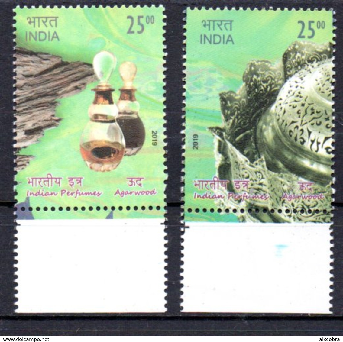 India 2019 Perfumes Agarwood M/S + 2 Stamps MNH - Ungebraucht