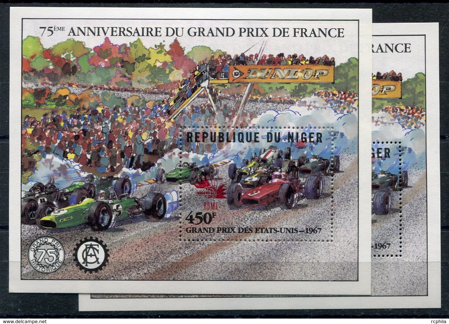 RC 15137 NIGER GRAND PRIX DE FRANCE AUTOMOBILE FORMULE 1 + SURCHARGÉ BLOC FEUILLET NEUF ** MNH TB - Níger (1960-...)