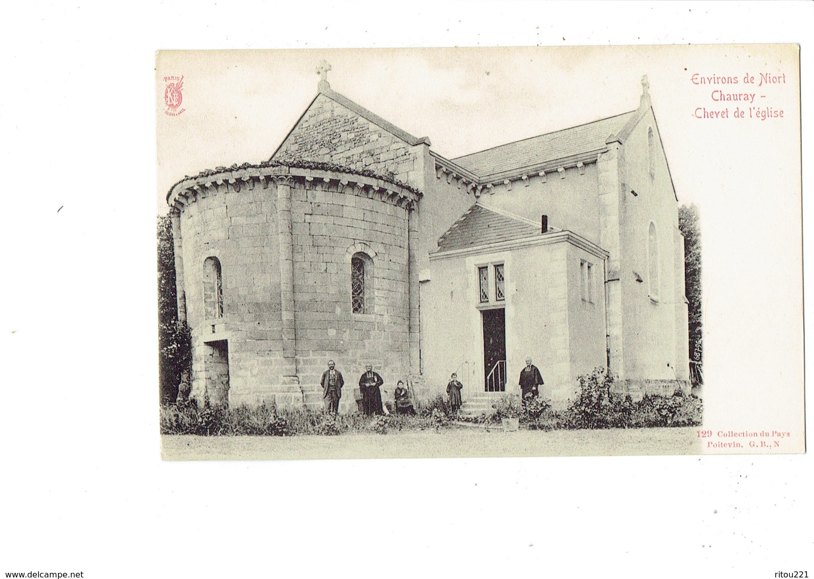 Cpa - Environs De NIORT - CHAURAY - Chevet De L'église - Animation Prêtre - N°129 - Chauray