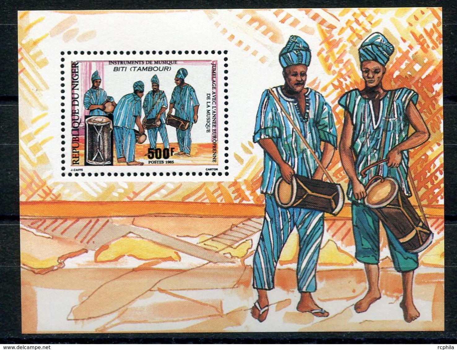 RC 15145 NIGER INSTRUMENT DE MUSIQUE TAMBOUR BITI BLOC FEUILLET NEUF ** MNH TB - Niger (1960-...)