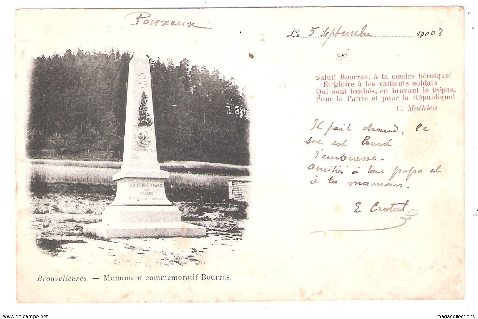 Brouvelieures (88 - Vosges) Le Monument Commémoratif Bourras - Brouvelieures