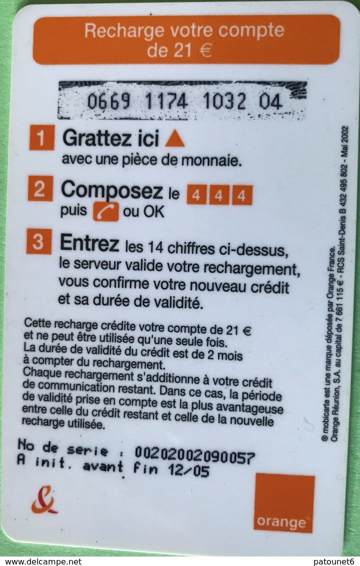 REUNION - Recharge Orange 20 + 1  -  " Pour Lui "  -  Allon'Bougé - Réunion
