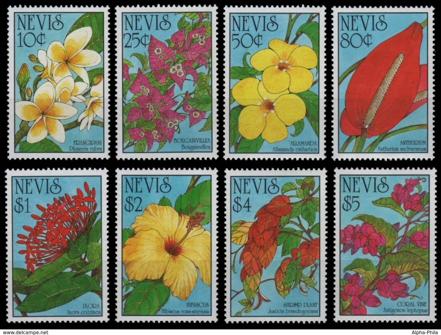 Nevis 1993 - Mi-Nr. 742-749 ** - MNH - Blumen / Flowers - St.Kitts Und Nevis ( 1983-...)