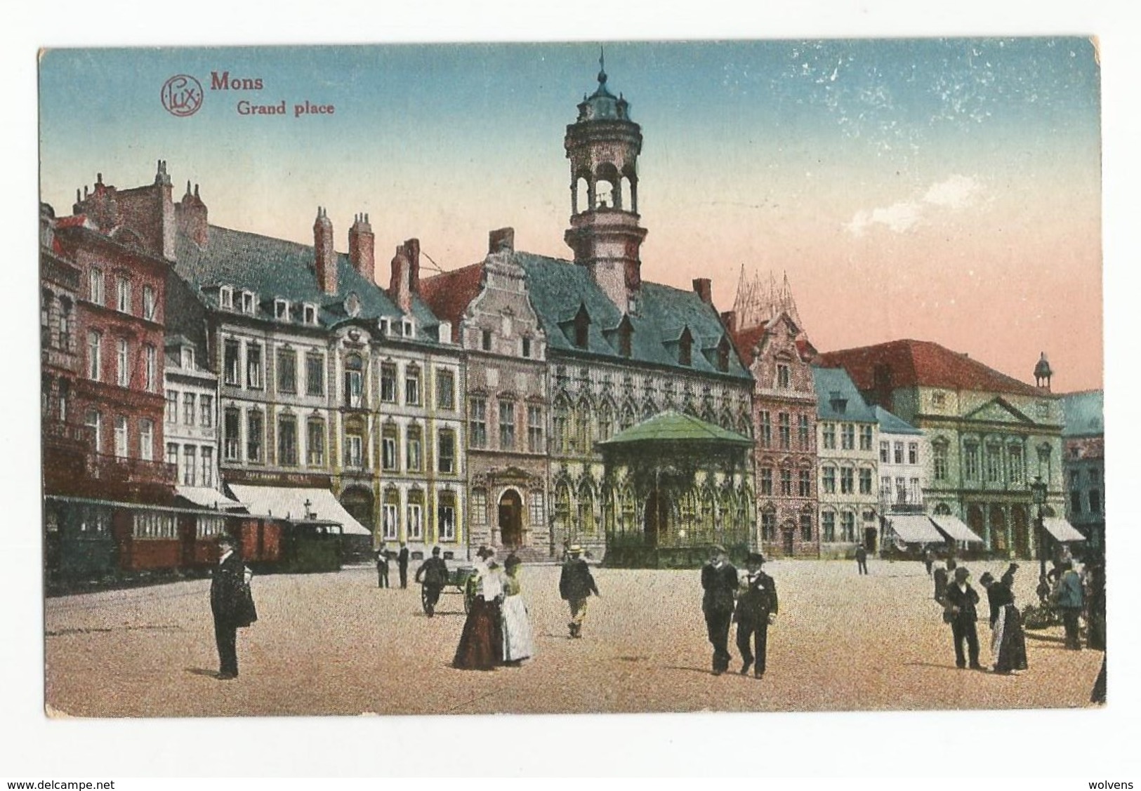 Mons Grand Place Carte Postale Ancienne Animée - Mons