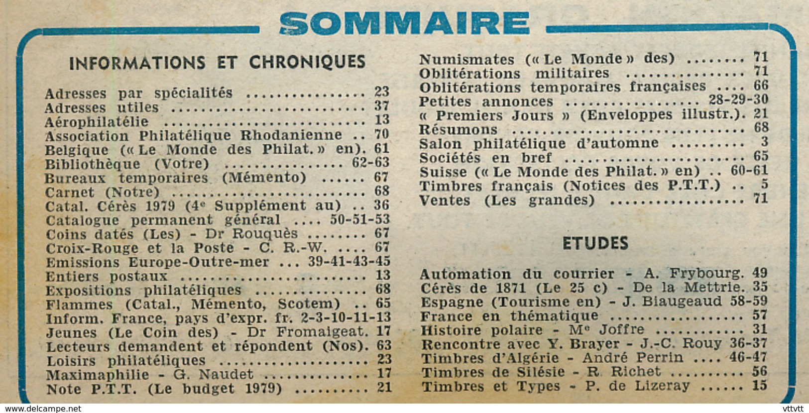 LE MONDE DES PHILATELISTES, N° 315, Décembre 1978, Sommaire Dans Les 2 Scans - Français (àpd. 1941)