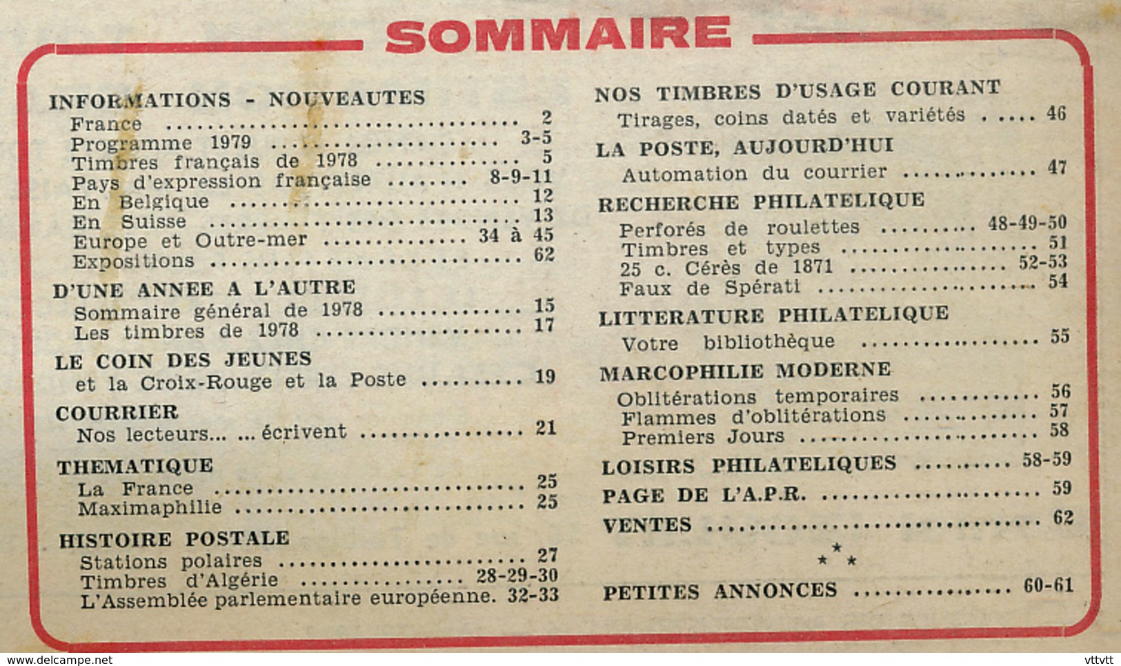 LE MONDE DES PHILATELISTES, N° 316, Janvier 1979, Sommaire Dans Les 2 Scans - Français (àpd. 1941)