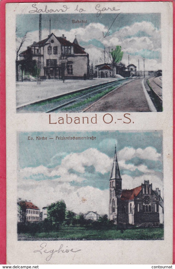 CPA POLOGNE LABAND O-S, Haute Silésie Bahnhof Et Kirche - Polen