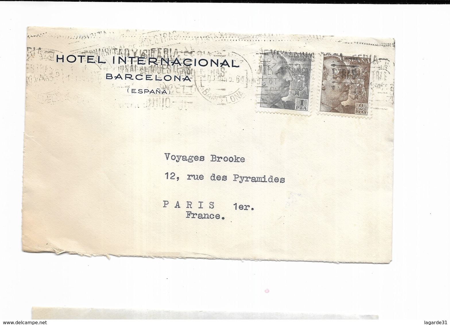 1955 ESPAGNE HOTEL INTERNATIONAL BARCELONA - Máquinas Franqueo (EMA)